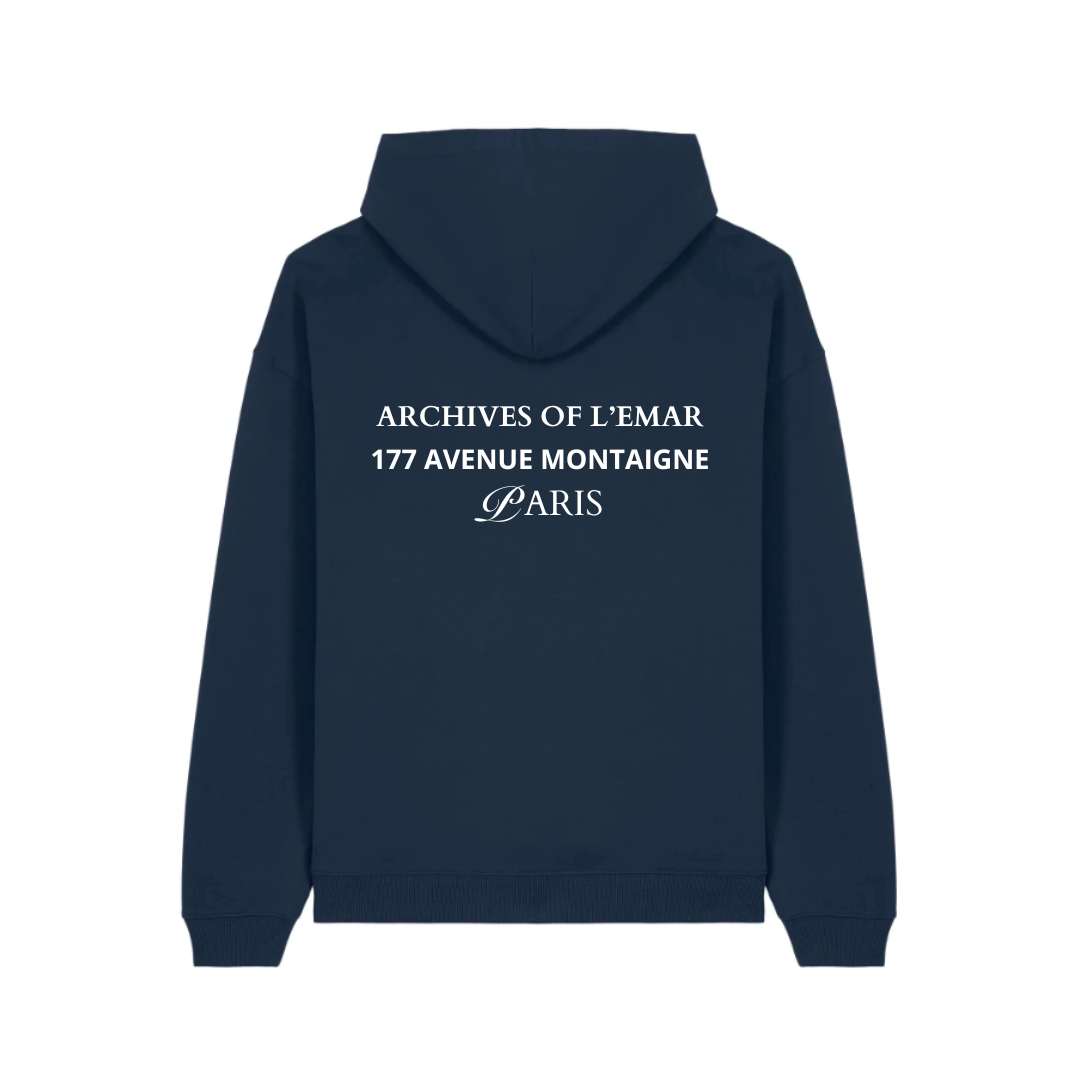 Donker blauwe hoodie